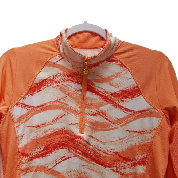 SanSoleil Shirt Women's S 1/4 Zip Pullover LS Golf UV 50+ Cooling Peach Orange - Picture 2 of 12